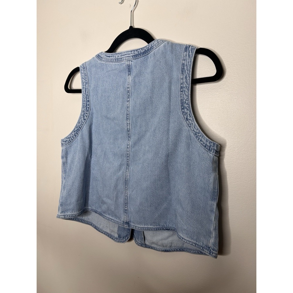 American Eagle Women's Blue Denim Vest Y2K Utility Sleek Size Medium New NWT - Picture 9 of 10